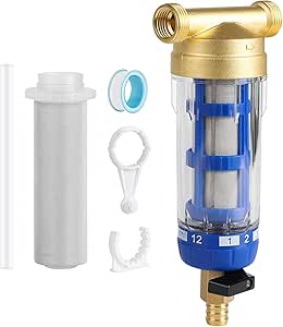 SWAWIS Herbruikbaar uitspoelbaar fijnfilter, spin dow sediment waterfilter met reservefilter, tuinslang en waterkraan waterfilter (3/4