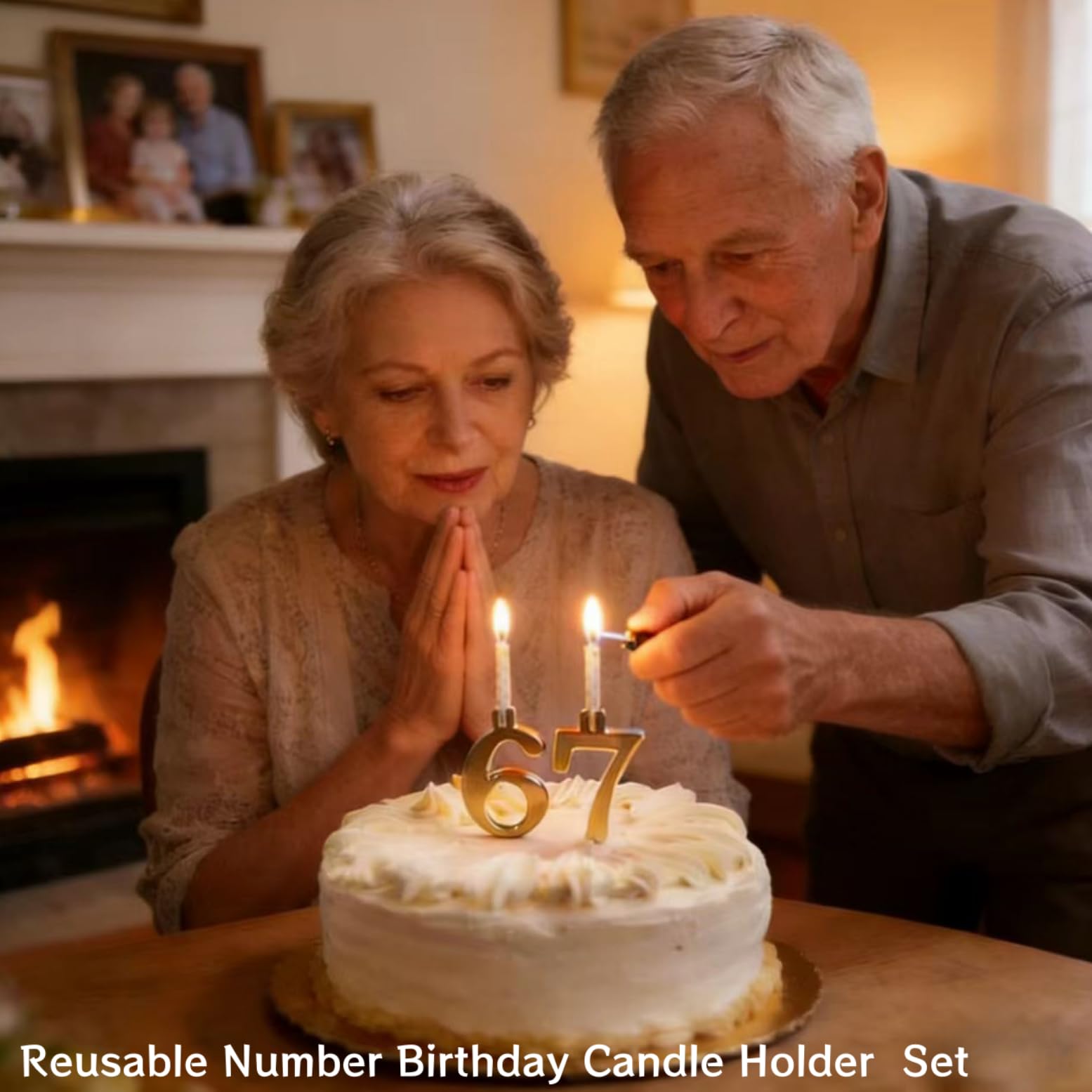 Ensemble de bougeoirs réutilisables en forme de chiffre de 0 à 9 en acier inoxydable argenté, support réglable et stable, accessoires de pâtisserie pour événements familiaux, fêtes à la maison (doré)