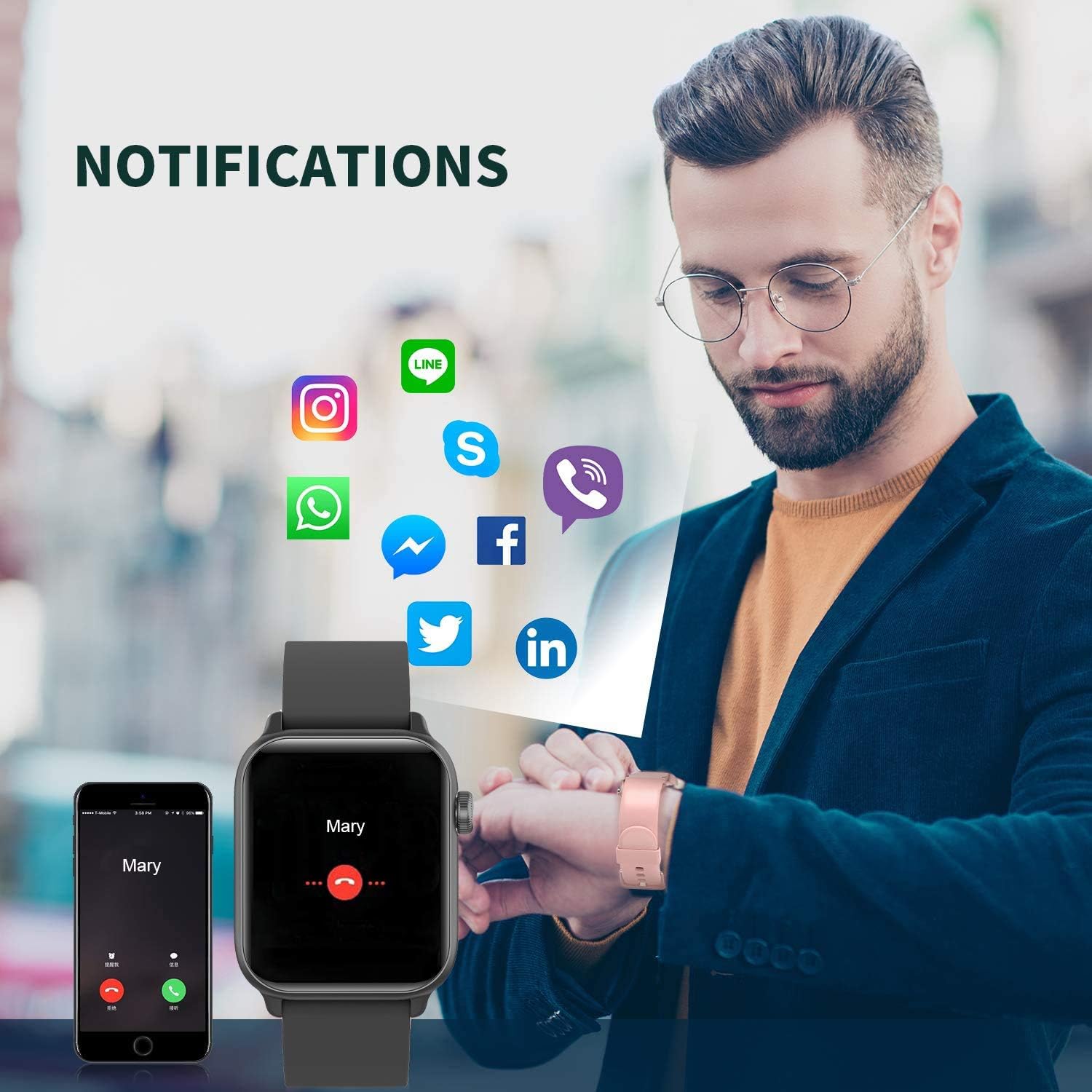 Smartwatch Kw37 Pro Bluetooth Fitness Tracker Pulse Meter Pressure  Indicator Thermometer Notifications Call SMS Compatible with iOS Android:  Amazon.de: Sports \u0026 Outdoors