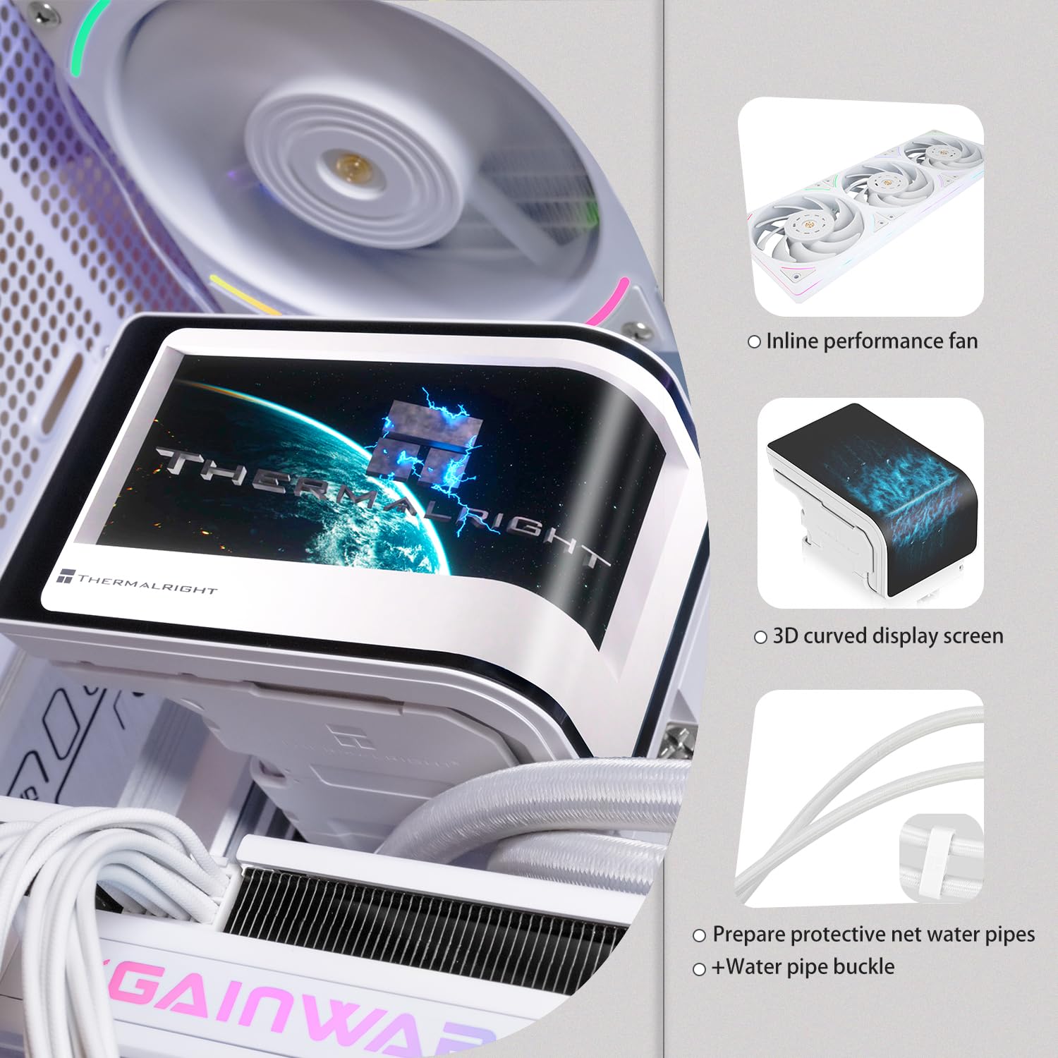 TR-Thermalright Wonder Vision 360 UB ARGB - Raffreddatore CPU liquido bianco, schermo curvo 3D da 6,67 pollici, risoluzione 2400 x 1080, radiatore da 360 mm, per AM5, LGA1851/1700