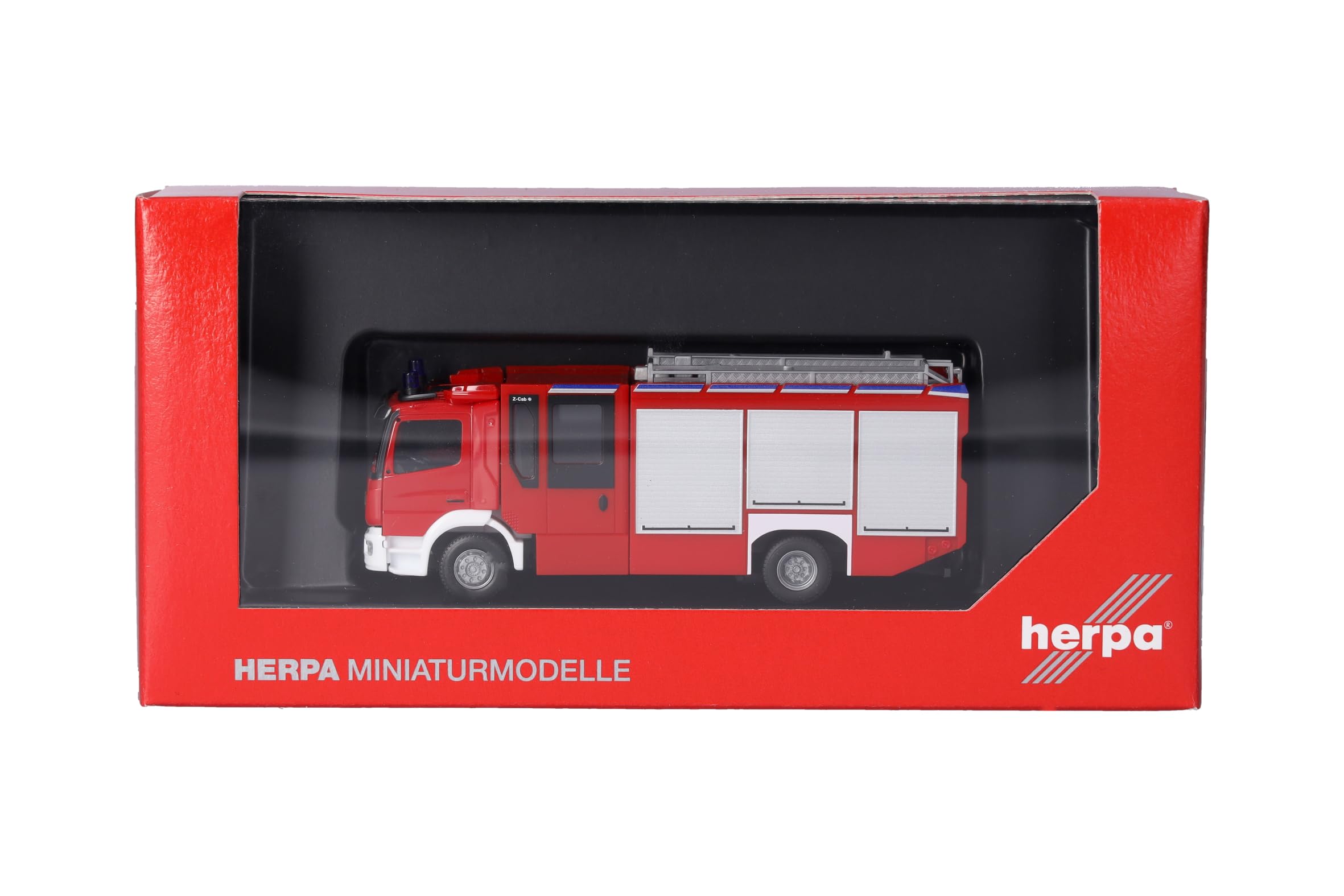 Herpa Model ciężarówki Mercedes-Benz Atego 13 Z-Cab "Straż Pożarna", miniatura w skali 1:87, kolekcjonerski, Made in Germany, plastik