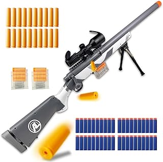 M24 Soft Bullet Blaster – Empty Shell Ejecting Design, Upgraded Scope, 40 Soft Foam Darts, 20 Shells, 2 Magazines – for Ages 14+ and Adult Players