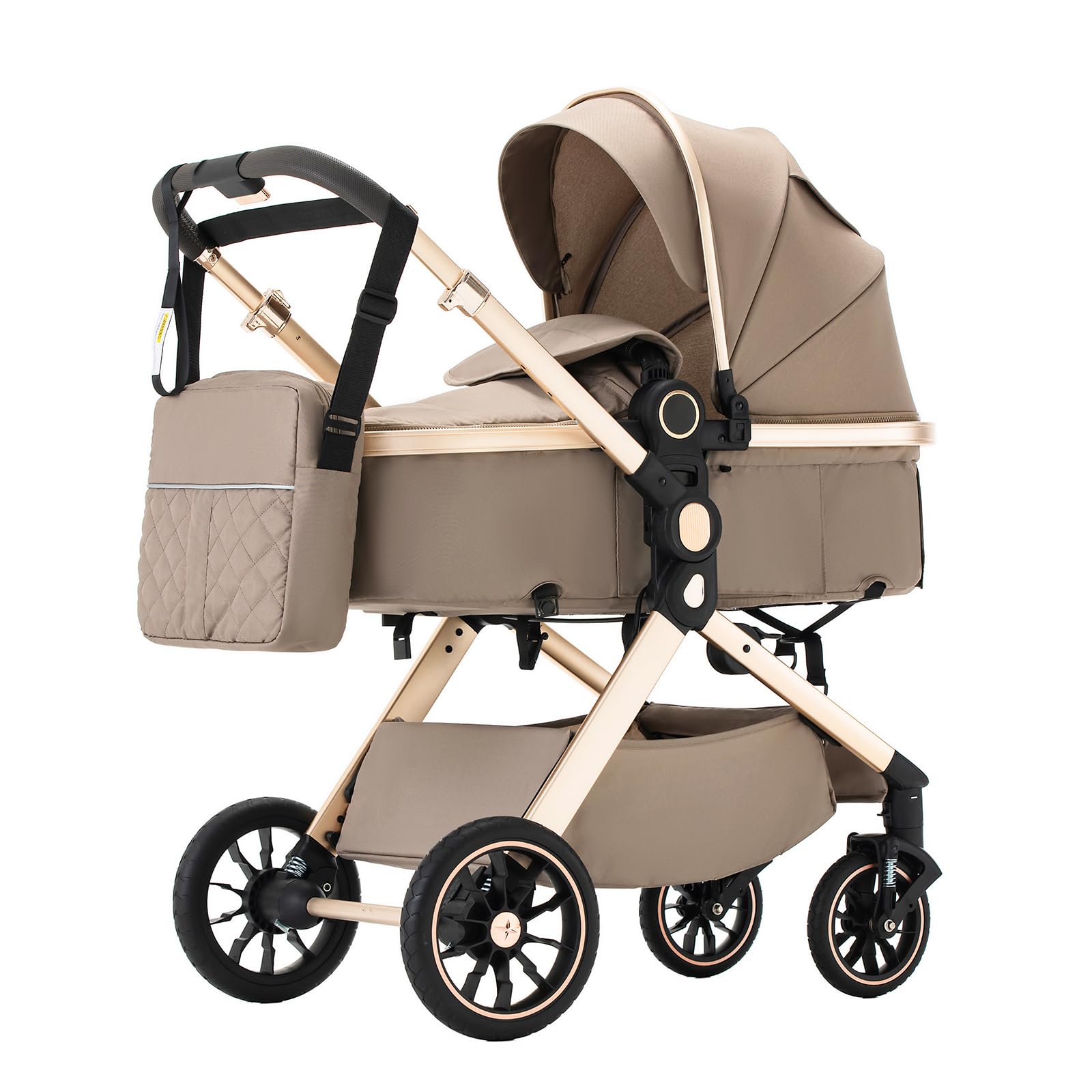 Carrozzina 3 in 1 set completo, da 0 a 4 anni, fino a 0-22 kg, carrozzina combinata Sistemi da viaggio per neonati e bambini piccoli (BROWN-U9-X, U9-X Regolabile in due direzioni)