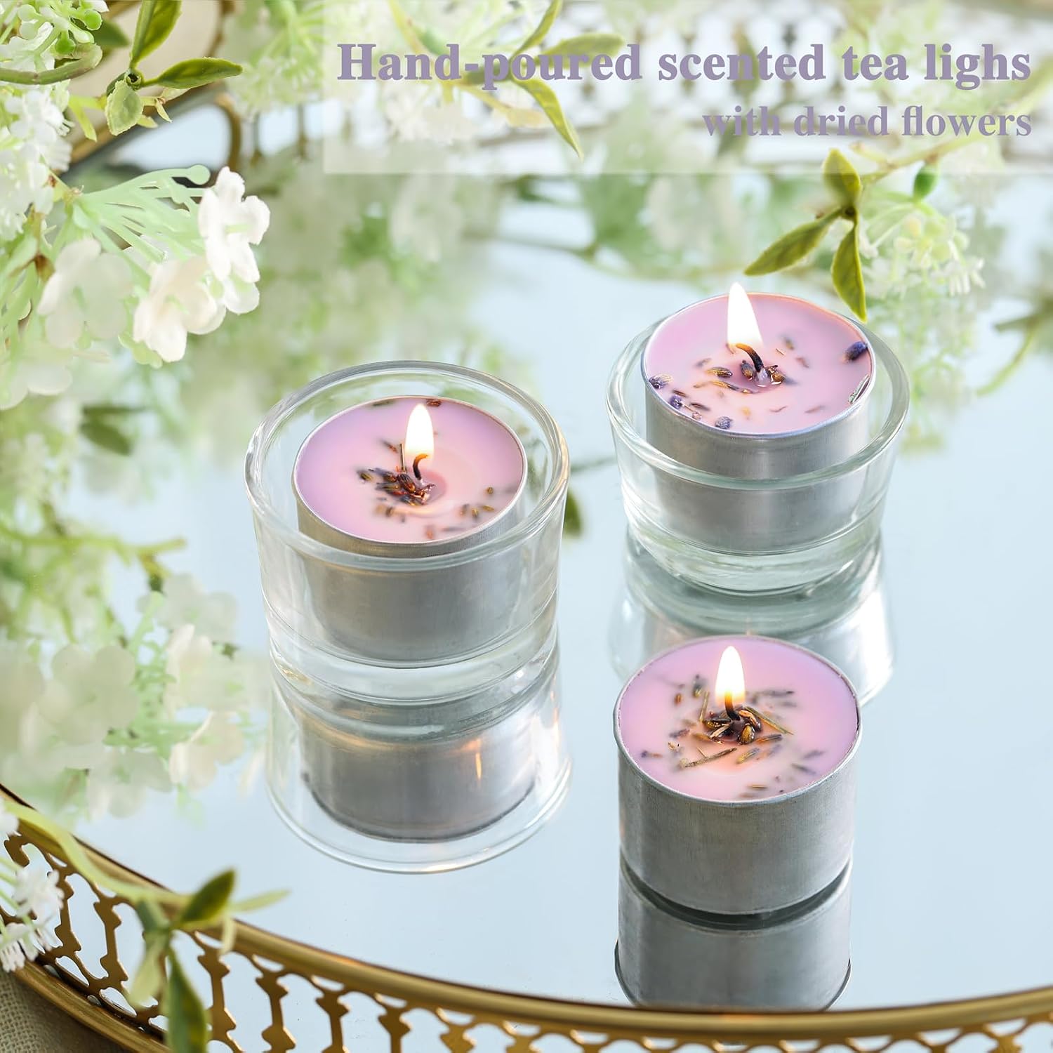 Lavender & Oak Scented Tea Lights Candles 40 Pack