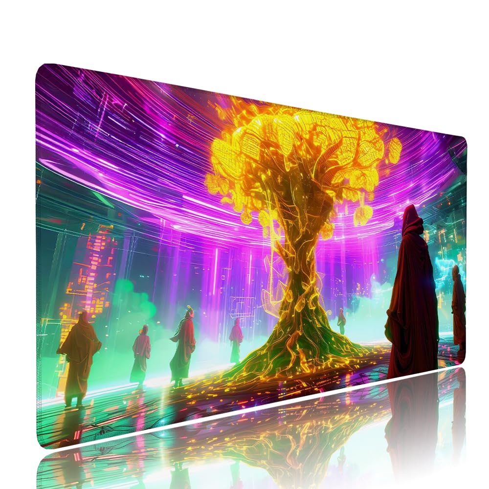 Złota podkładka pod mysz XXL akcesoria do gier podkładka na biurko duża podkładka pod mysz i klawiaturę drzewo akcesoria PC 1400 x 600 x 3 mm mata biurkowa, z wodoodporną i antypoślizgową gumową