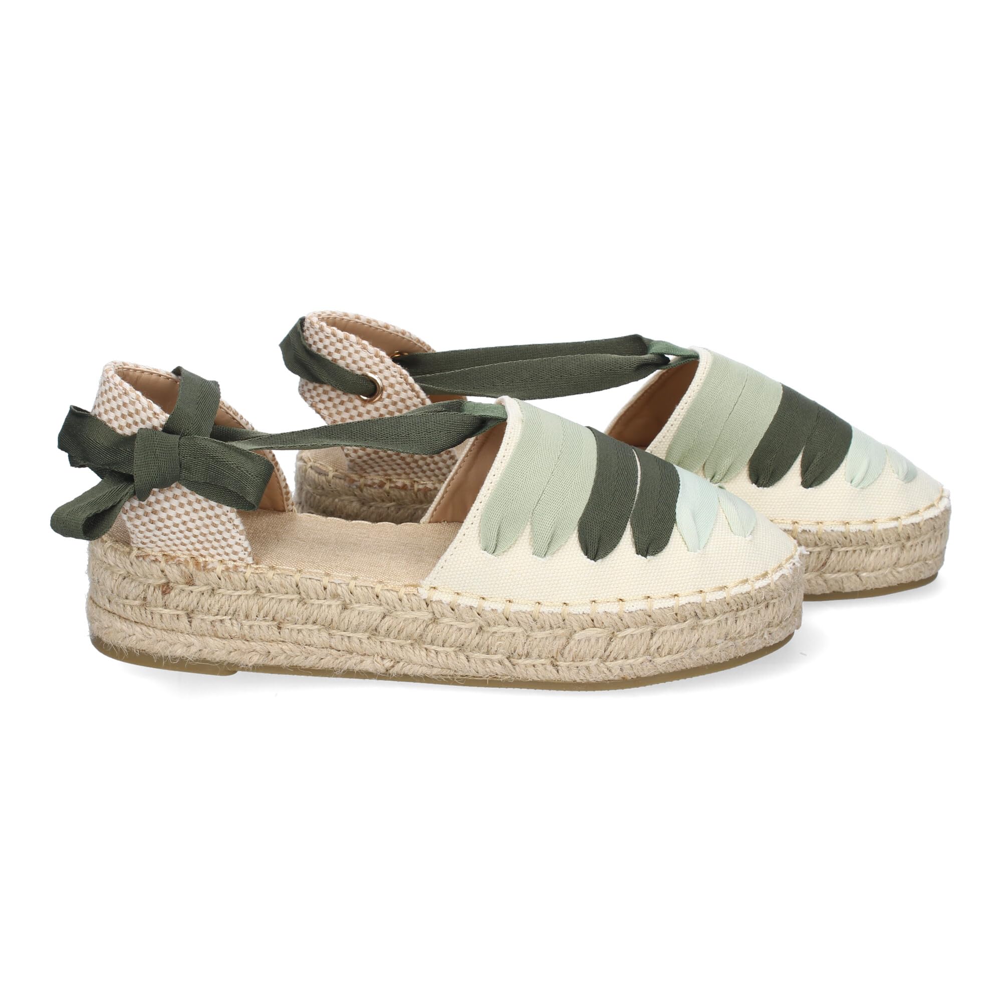 Alpargarta Plana Estilo Valenciana para Mujer, Comodas y Elegantes, Diseno Moderno con Cintas en la Pala Decorativas y Cierre de Cintas al Tobillo, Ideales para Primavera-Verano.