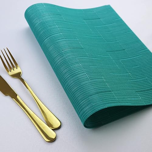 Miniatura 5 de CoYcxle Elegant - Juego de 4 manteles individuales duraderos, resistentes al calor, lavables, manteles individuales de vinilo tejido para mesa de