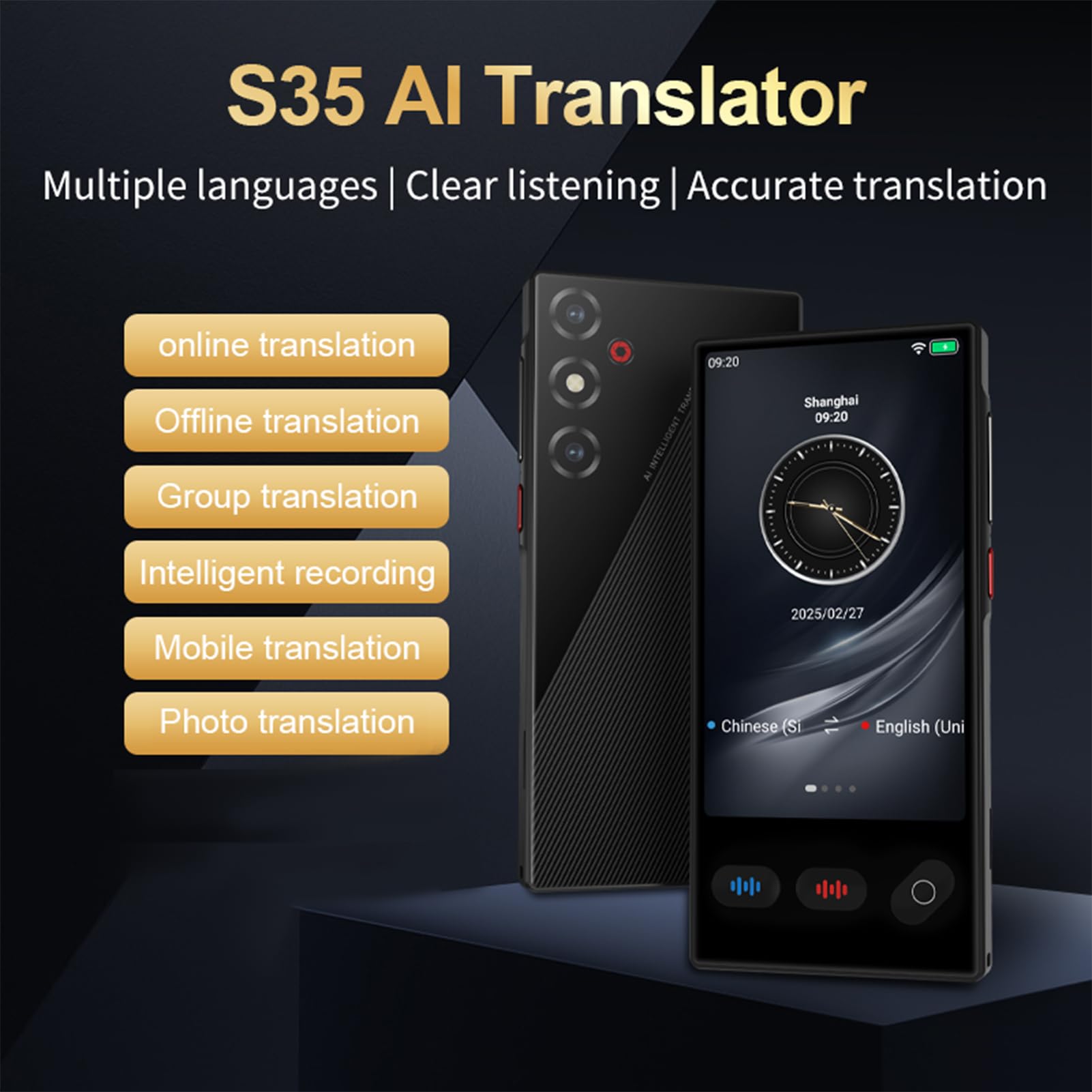 Fabater Dispositivo Traduttore Linguistico Senza WiFi Necessario, Traduttori AI con Touch Screen HD da 4,02 Pollici, Dispositivo Traduttore Intelligente 148 Lingue