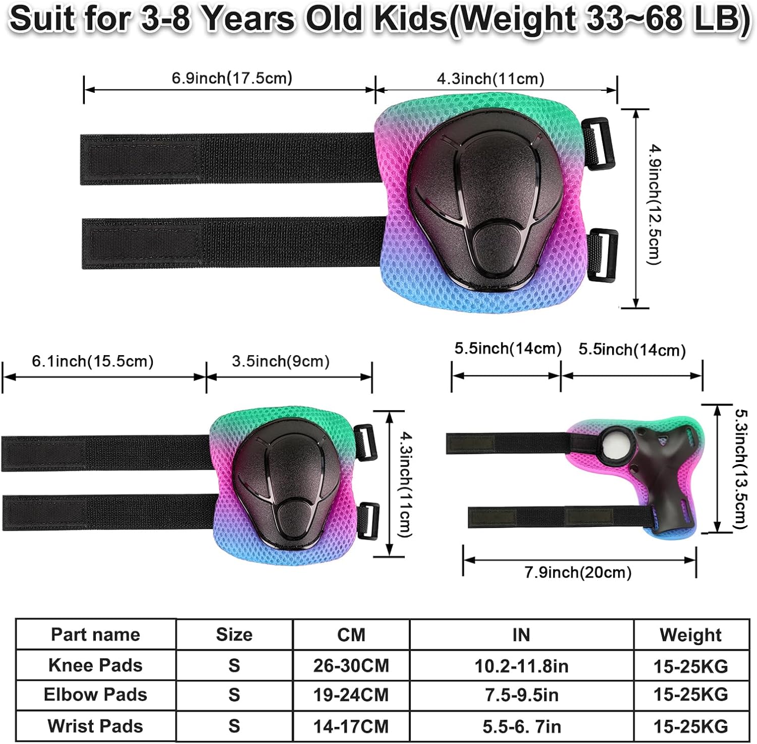 Knee Pads for Kids 3-14 Years Toddler Knee and Elbow Pads with Wrist Guards for Bicycle Scooter Roller Skates Skateboarding
