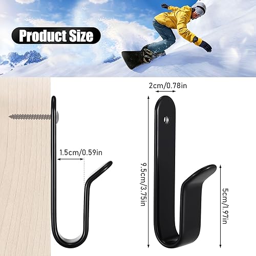 Miniatura 2 de TOBWOLF Clips horizontales de montaje en pared para snowboard, estante de montaje en pared, soporte de pared para snowboard, almacenamiento de