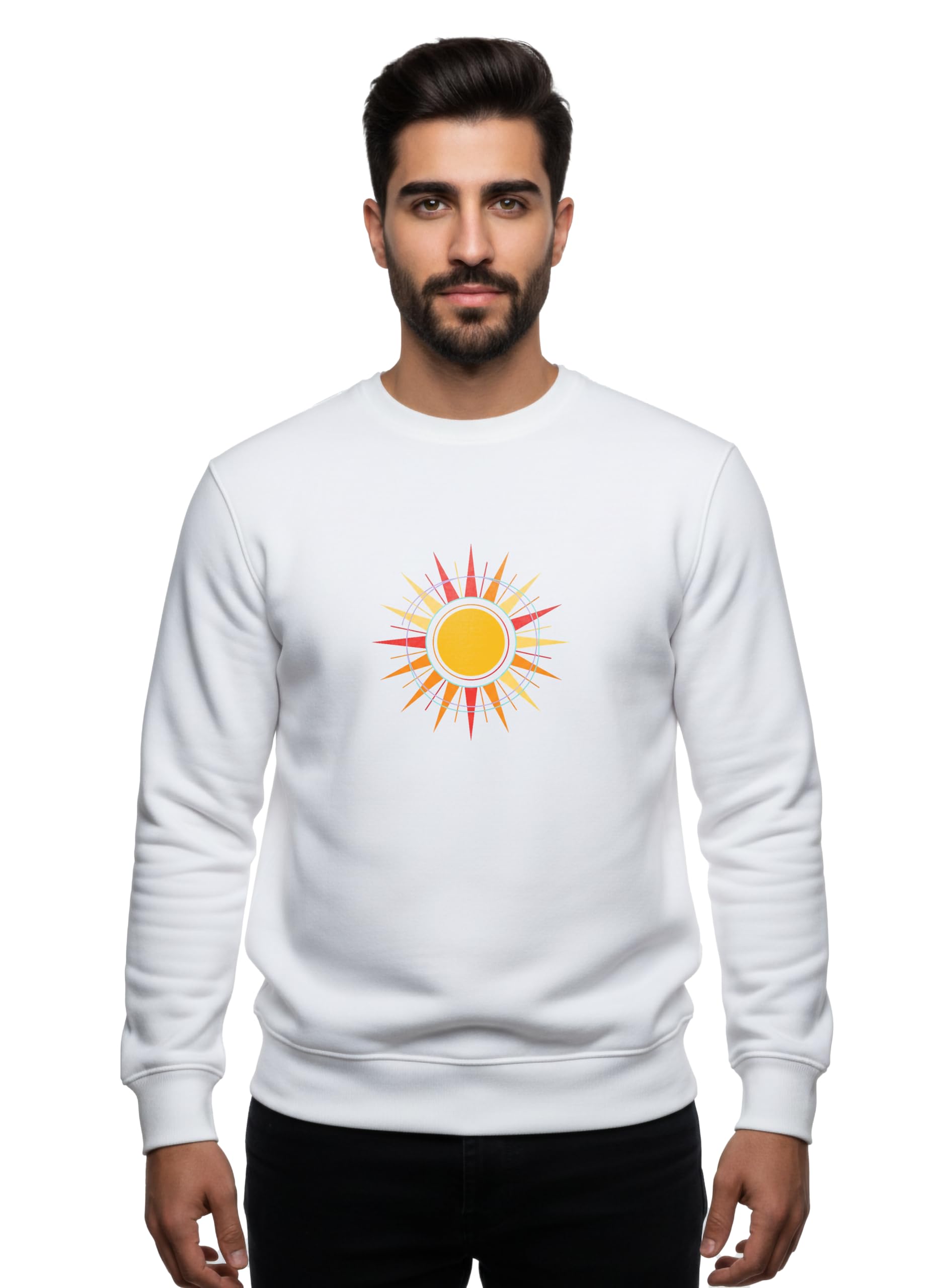 Surya Sun God Graphics Crewneck Sweatshirt | Vedic Deity Vitality Energy Pullover | Hindu Spiritual Wellness Jumper | Unisex Aditya Yoga Black-image-18
