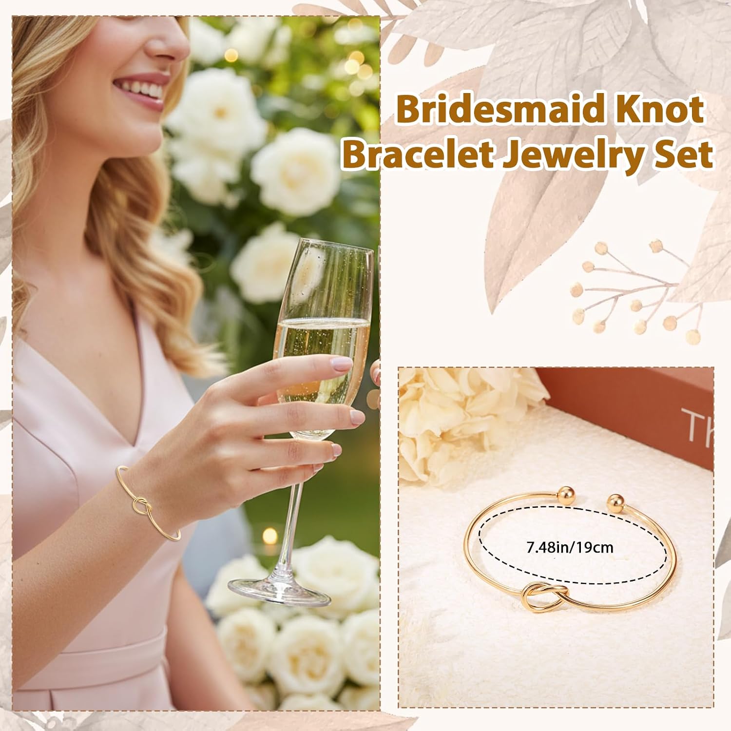 4 or 6 Pcs Bridesmaid Gifts Knot Bracelets for Women Wedding Party Favors