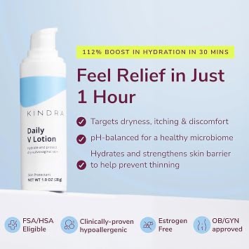 Kindra Ultimate V Relief Bundle - Daily V Lotion Vaginal Moisturizer and Soothe Unscented Feminine Wash, for Dryness and Itch Discomfort, with Hyaluronic Acid, Estrogen-Free, pH-Balanced
