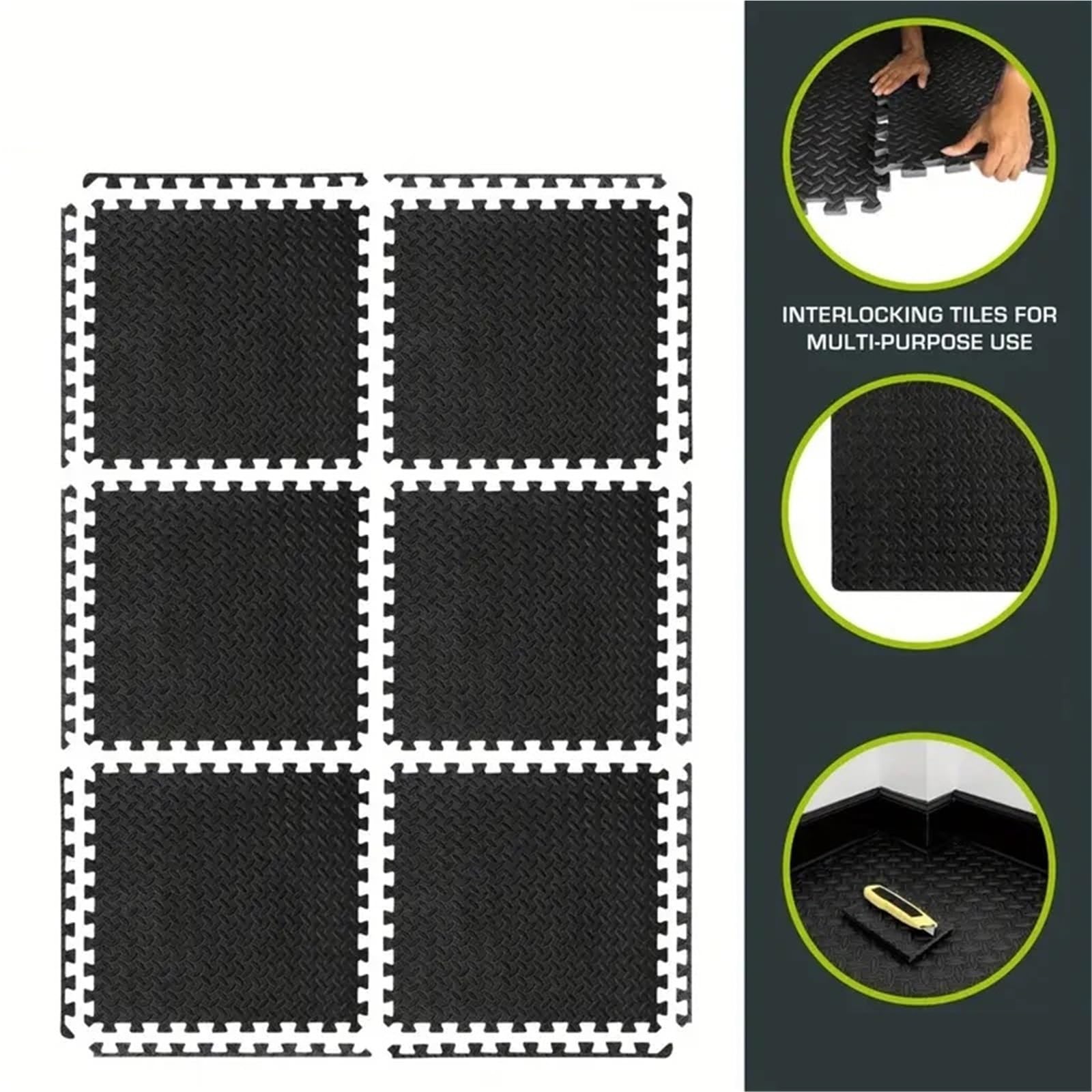 Estera de Fitness Antideslizante e Impermeable, protección del Suelo Que Absorbe los Golpes, Empalme, Estera Ejercicio, baldosas Entrenamiento Yoga eléctricas, 8 Uds para Gimnasio(Gray)