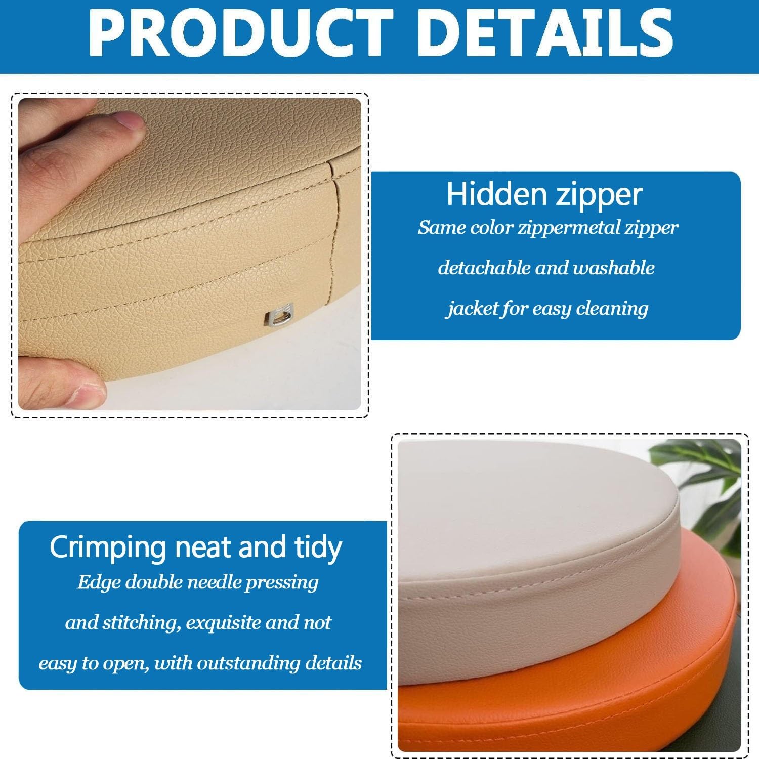Round Bar Stool Seat Cushion - 12.6 Inch PU Leather Foam Pad, Non-Slip Bottom, Replacement Seat For Home Kitchen