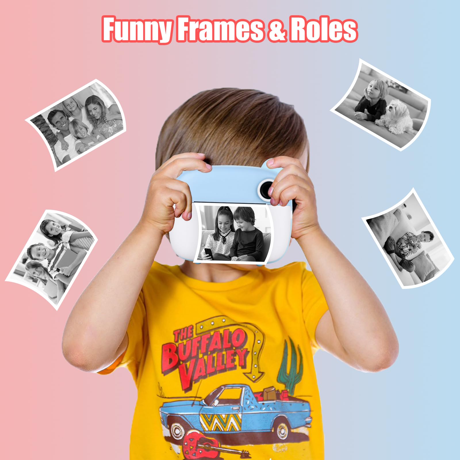 Fotocamera per bambini, 1080 p, fotocamera istantanea per bambini, con carta da 32 gb e carta fotografica, 3 – 12 anni, regalo di Natale per ragazze ragazzi (blu)