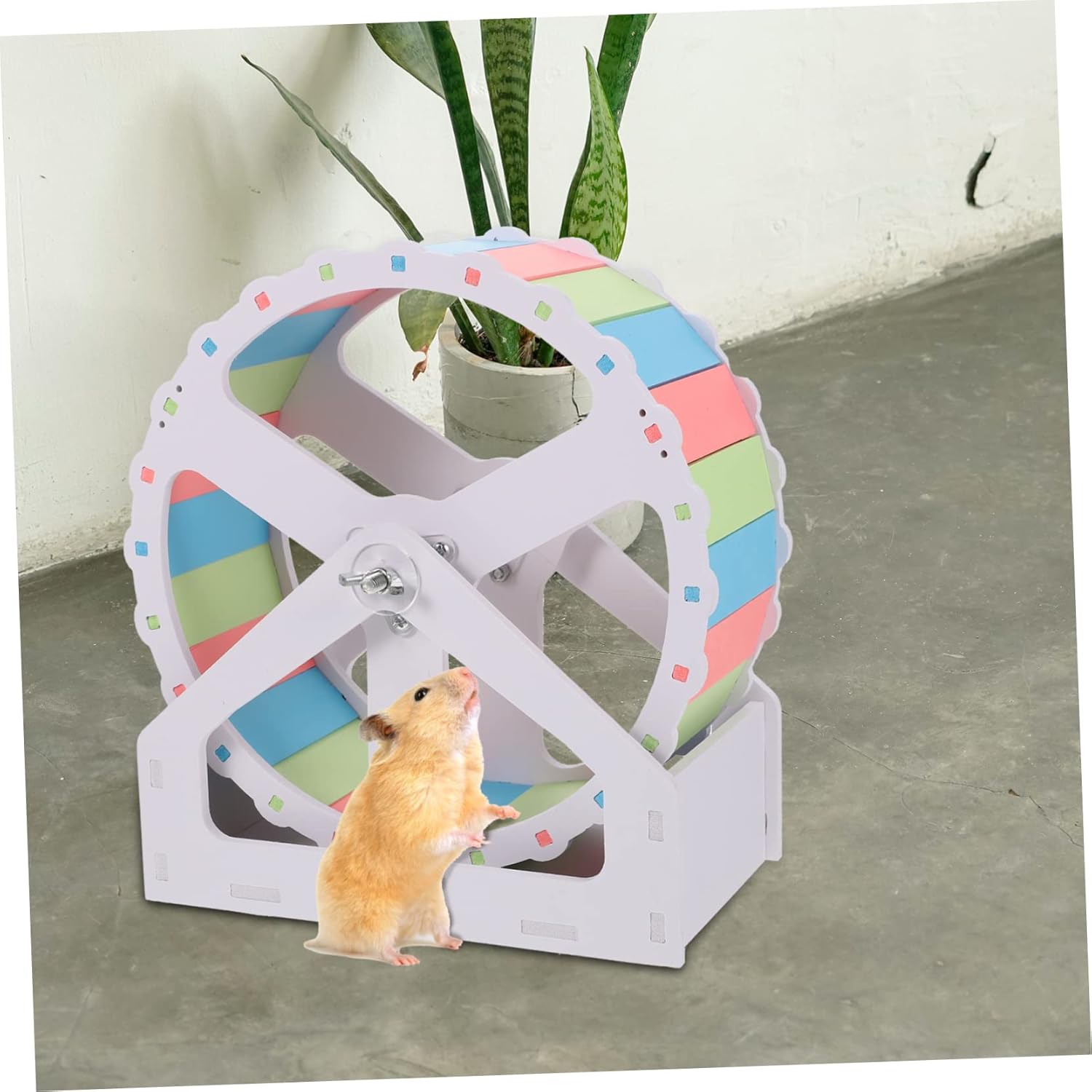 POPETPOP Self Assembly Hamster Running Wheel Large Exercise Wheel with Stand for Hedgehogs Chinchillas Guinea Pigs Small Animals Pet Fitness