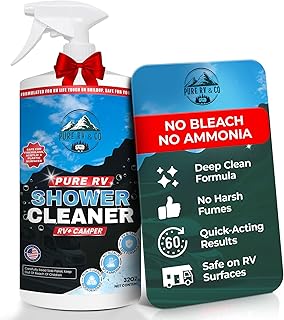 Shower Cleaner for RV & Camper Bathrooms, 32oz Trigger Spray, Bleach Free Ammonia Free Plastic & Fiberglass Shower Cleaner, Removes Soap Scum, Hard Water and Mold & Mildew Stains, Low Odor