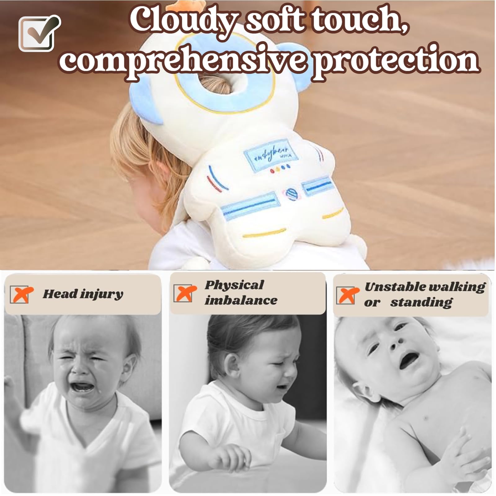 Protezione Testa Neonato Cuscino Anticaduta Bambino Regolabile Zaino Salva Testa Caschetto Primi Passi Astronauta
