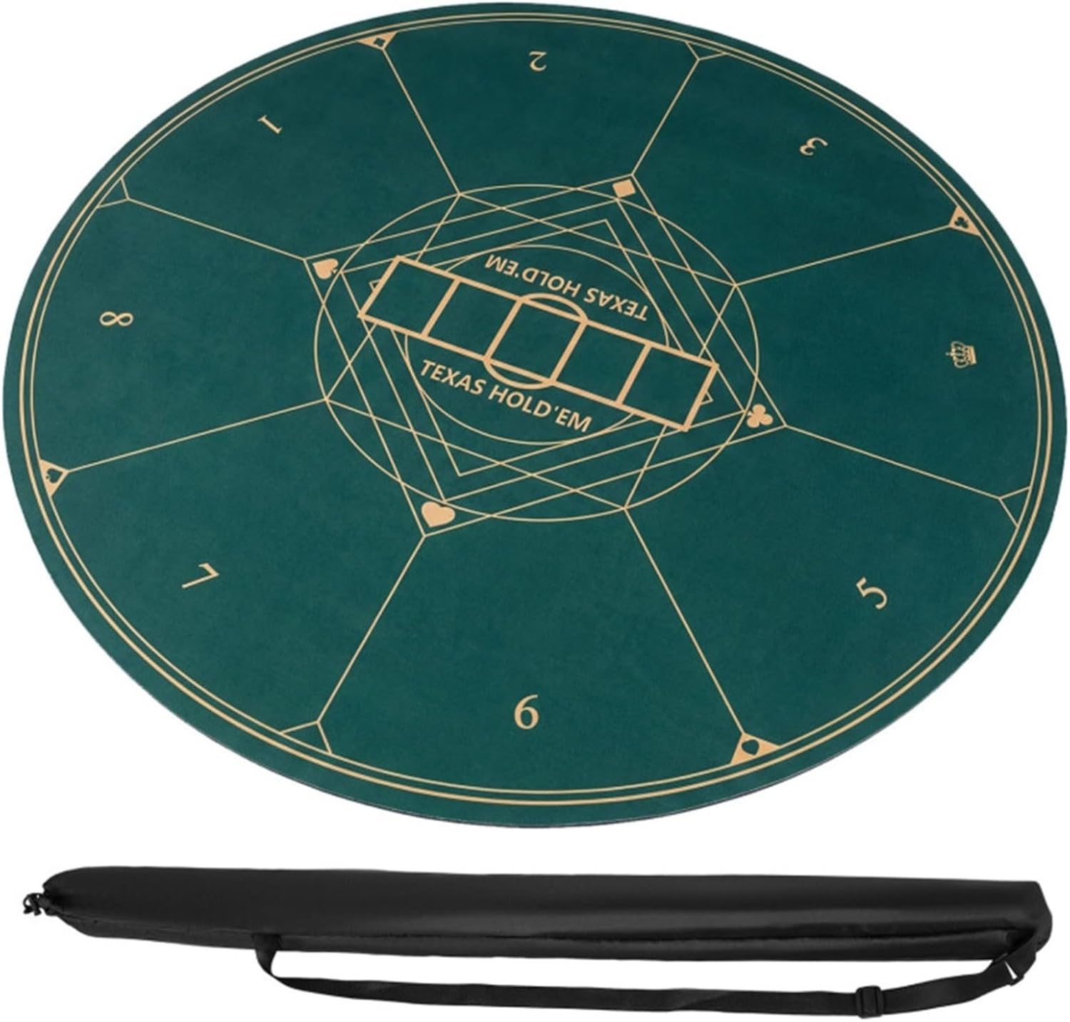 Poker Table Mat, 40" Round Foldable Poker Mat with Non-Slip Rubber Base, Portable Casino-Grade Texas Hold'em Mat with Carry Bag for Home Poker Nights, Game Rooms, Parties and Travel