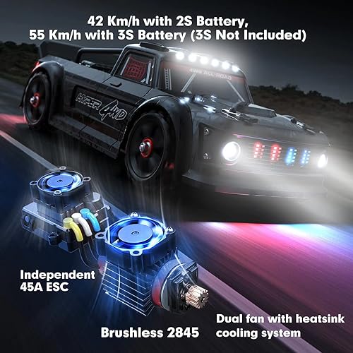 Miniatura 3 de HYPER GO H16BM X 14301 - Autos RC rápidos sin escobillas de 42 Mph para adultos, camión RC todoterreno para aficiones, auto de control remoto RTR