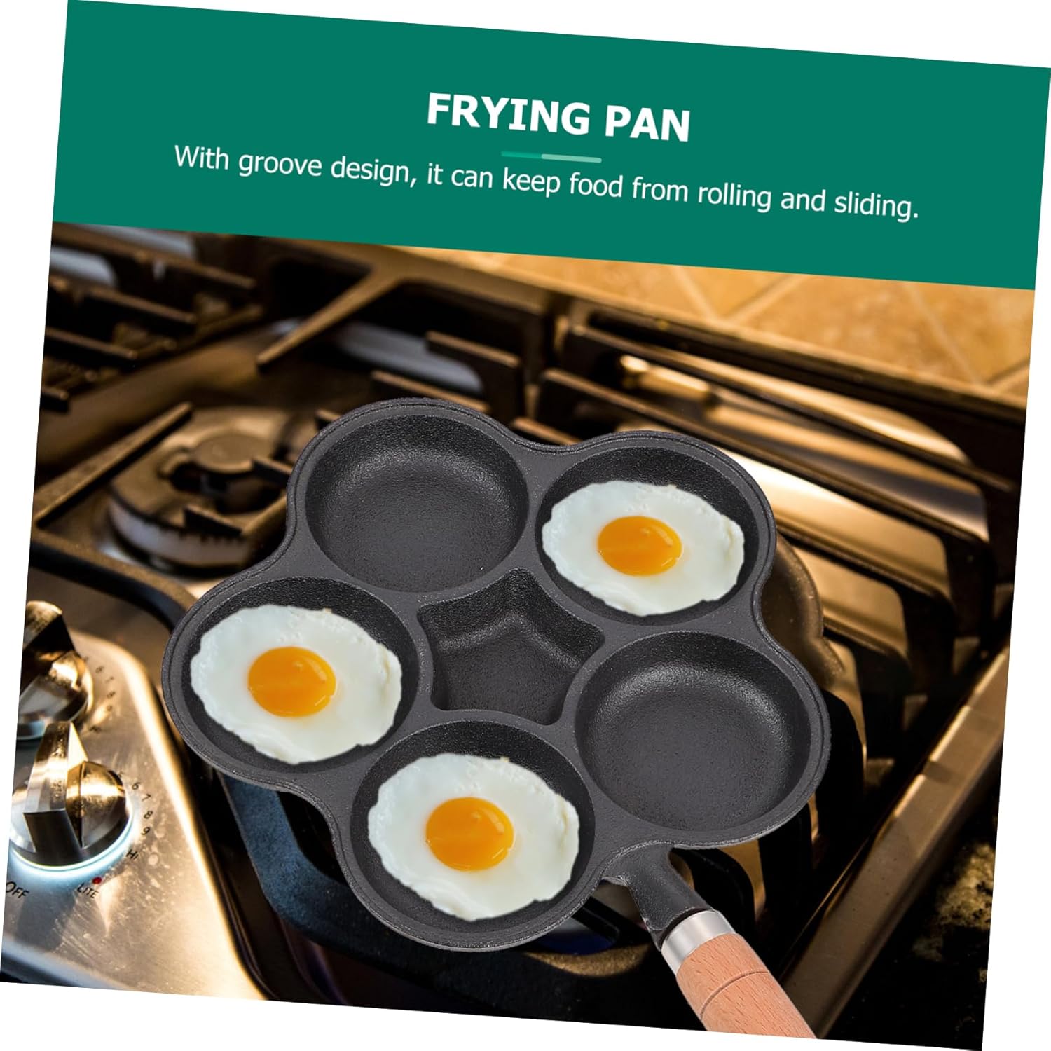 GLEAVI 1pc Five-hole Non-stick Frying Pan Ergonomic Design for Cooking Pancakes and Eggs Safe Hot Handle for Induction and Gas Stoves Kitchen Essential