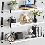 Floating Shelves Set of 3-24 Inch Rustic Wood Wall Shelves for Bedroom, Bathroom, Kitchen - Farmhouse Wall-Mounted Storage Shelves (Wood)