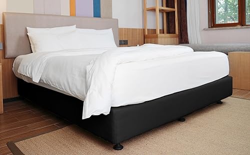 Miniatura 6 de Funda de somier tamaño queen - Falda de cama elástica de punto de jersey, envoltura de 4 lados, para hotel y hogar - Queen/Queen XL, negro