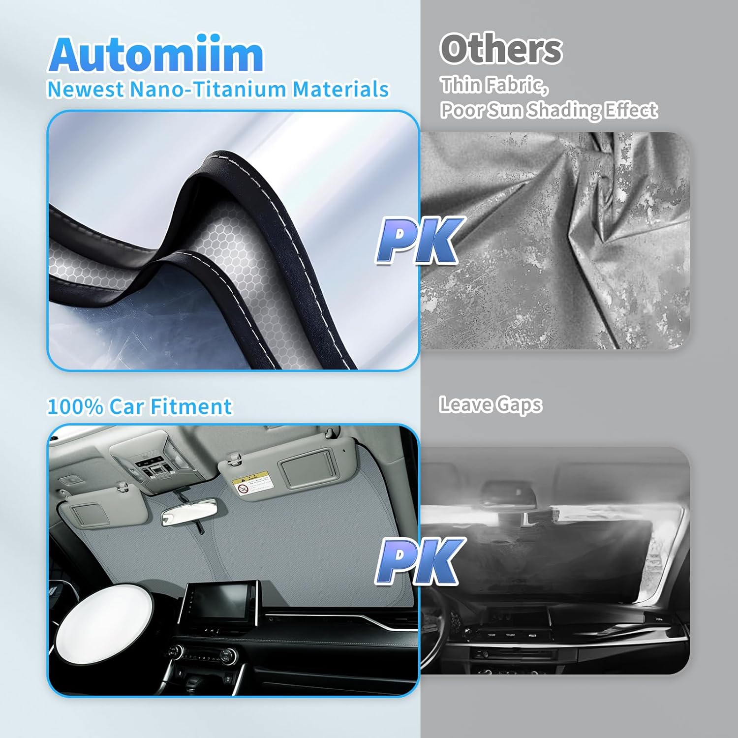 Windshield Sun Shade for Hyundai Santa Fe 2024 2025— Upgraded Nano Materials Front Window Shade Cover for Santa Fe 2025 2024 Accessories, Foldable Windshield Sunshade Protector
