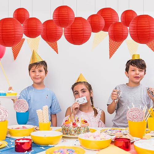 Miniatura 5 de 12 linternas redondas de papel de varios tamaños (6, 8, 10, 12 pulgadas) para Año Nuevo Lunar 2026, decoraciones de Año Nuevo chino, decoración del
