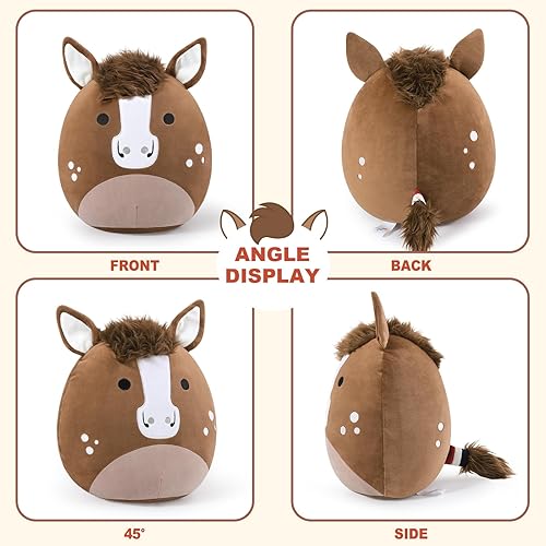 Miniatura 8 de PEACH CAT Peluche original de caballo de cuarto de 12 pulgadas, lindo caballo de peluche suave, juguetes de peluche, regalos para niños y adultos,