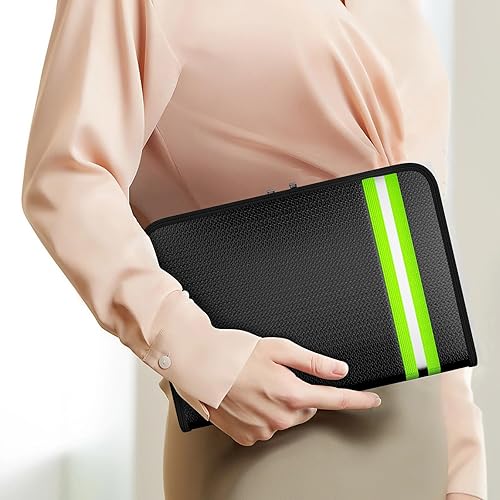 Miniatura 7 de Bolsa ignífuga con cremallera de 2000 F (10.8 x 7.4 pulgadas), bolsa de dinero con cremallera resistente al agua con tira reflectante,