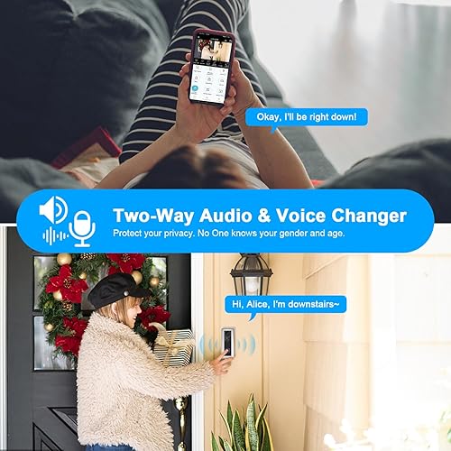 Miniatura 2 de EVERSECU Timbre de video inalámbrico 2K, 2.4Ghz WiFi Smart Home Door Bell cámara de seguridad, detección de movimiento, video portero de 2 vías,