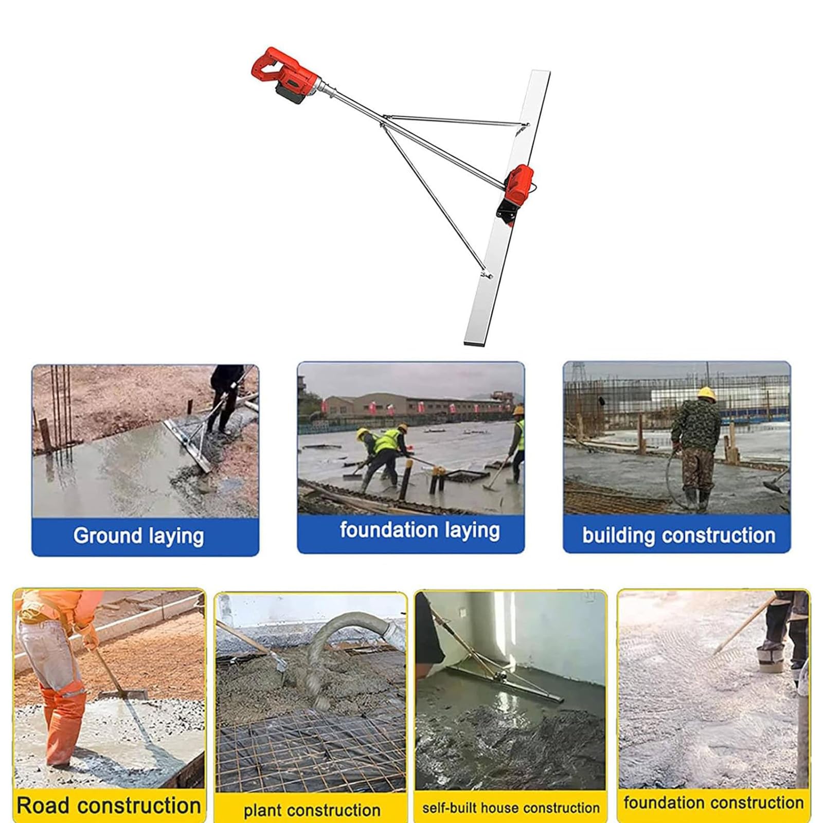 Kit vibrante per massetto in calcestruzzo per lavorazione e finitura del calcestruzzo, utensile elettrico da 6000 giri/min con lama da 150 cm