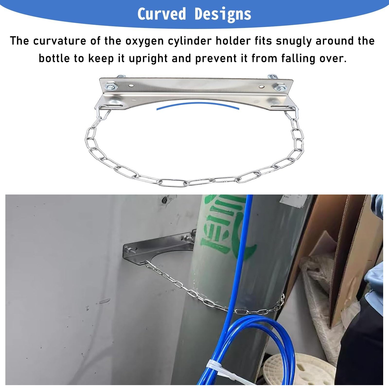 Soporte para bombonas de gas Soporte de pared de acero para cilindro de gas, soporte universal para tanque de oxígeno dual para fábricas, taller, autocaravana, estante de almacenamiento(1 Pack)