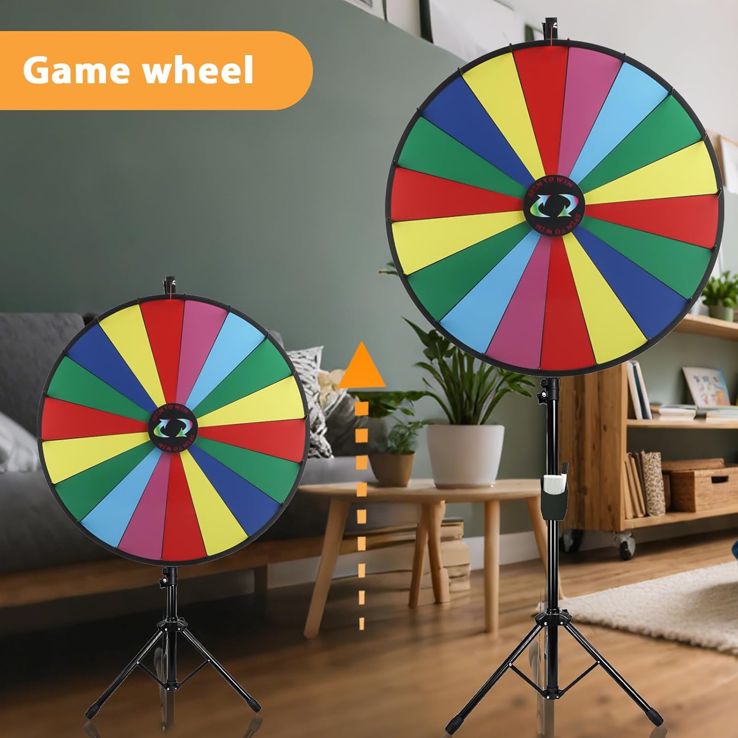 iElyiEsy 30" Prize Wheel with Folding Tripod Floor Stand Height Adjustable 18 Slots Spin Wheel for Prizes with Dry Erase Markers & Eraser for Carnival Trade Show (30 Inch)