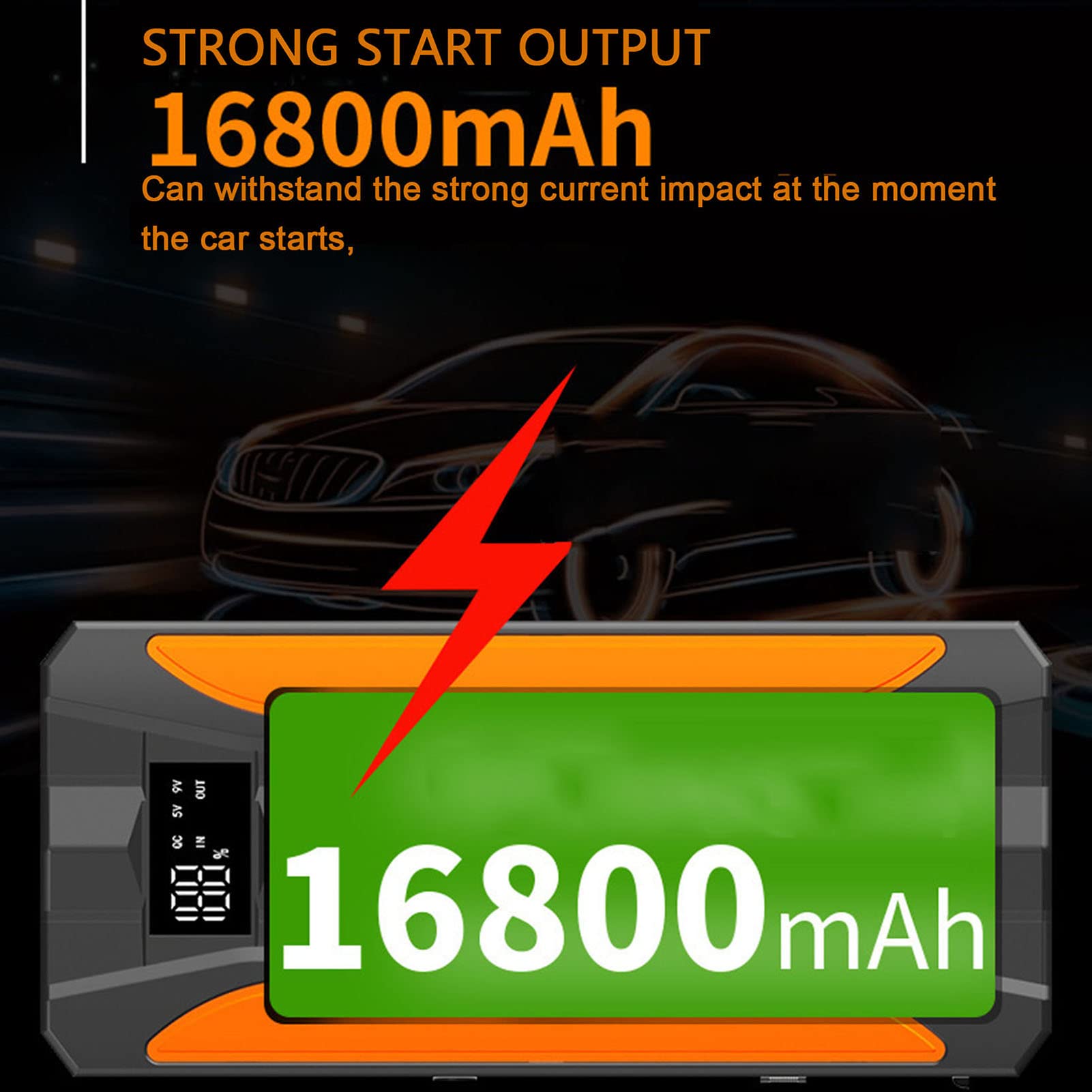 FAXIOAWA Avviatore di Emergenza per Auto 2 in 1 16800mAh Compressore d'Aria Power Bank 12V Booster Automatico per Veicoli e Strumenti di Fuga per Veicoli Camion SUV