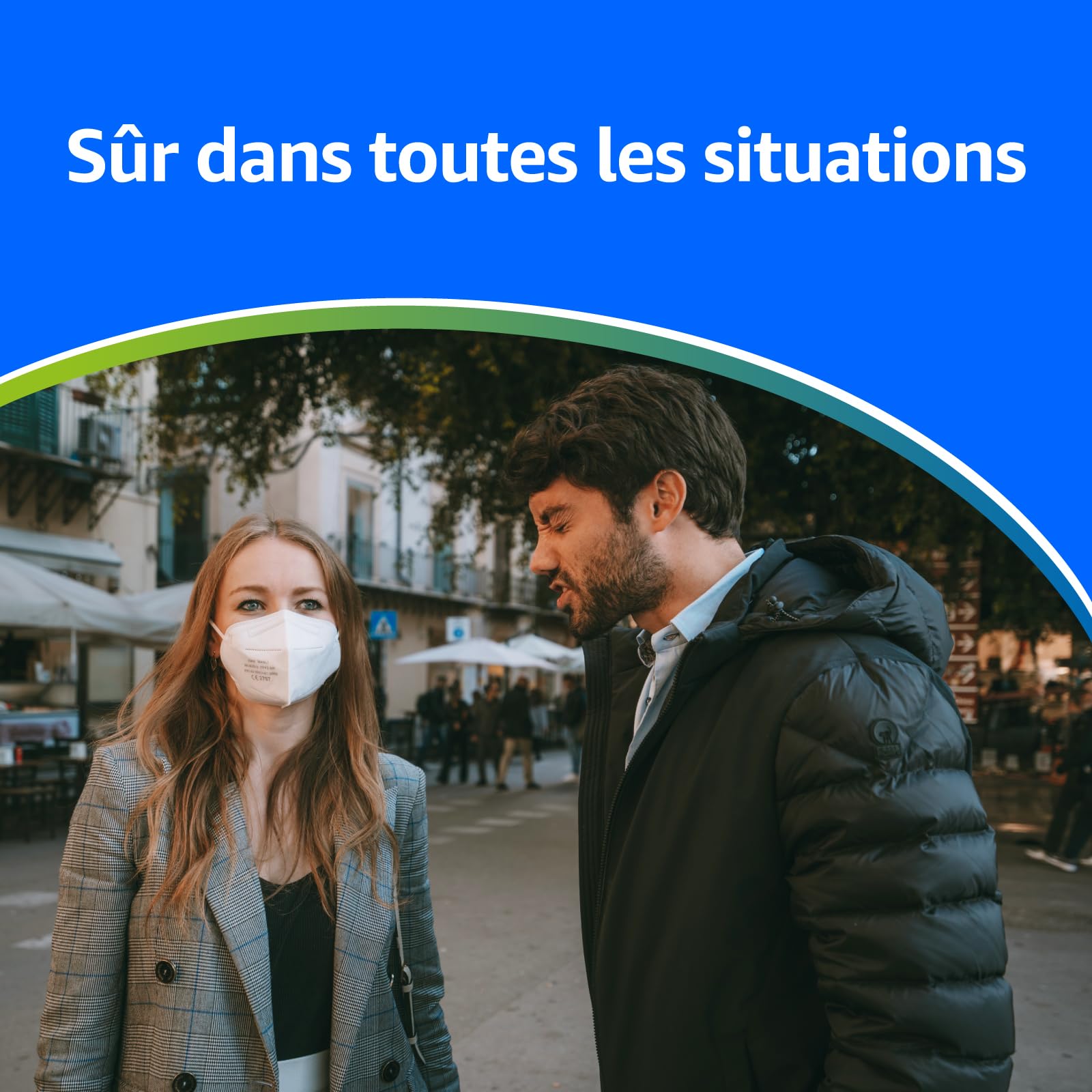 ADESTE 50 Masques FFP2 Blancs Certifiés CE EFB 99,5% Emballage Individuel