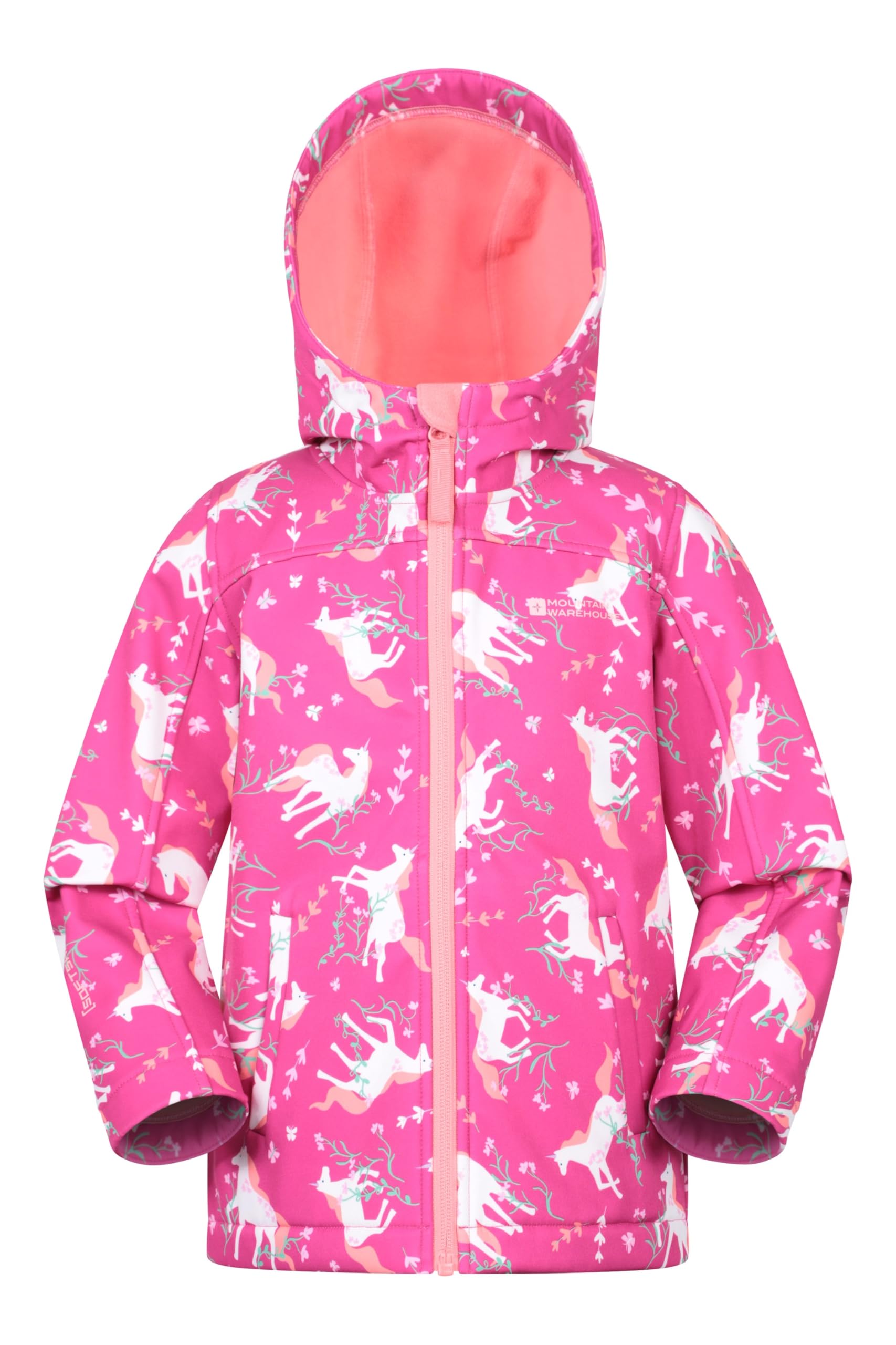 Mountain Warehouse Boys Pink (05) Exodus Kids Softshell Jacket - Breathable, Water Resistant, Fleece Lined, Wind Resistant Coat, & Girls - For Spring Summer & Outdoors Kids Size 9-10 Years