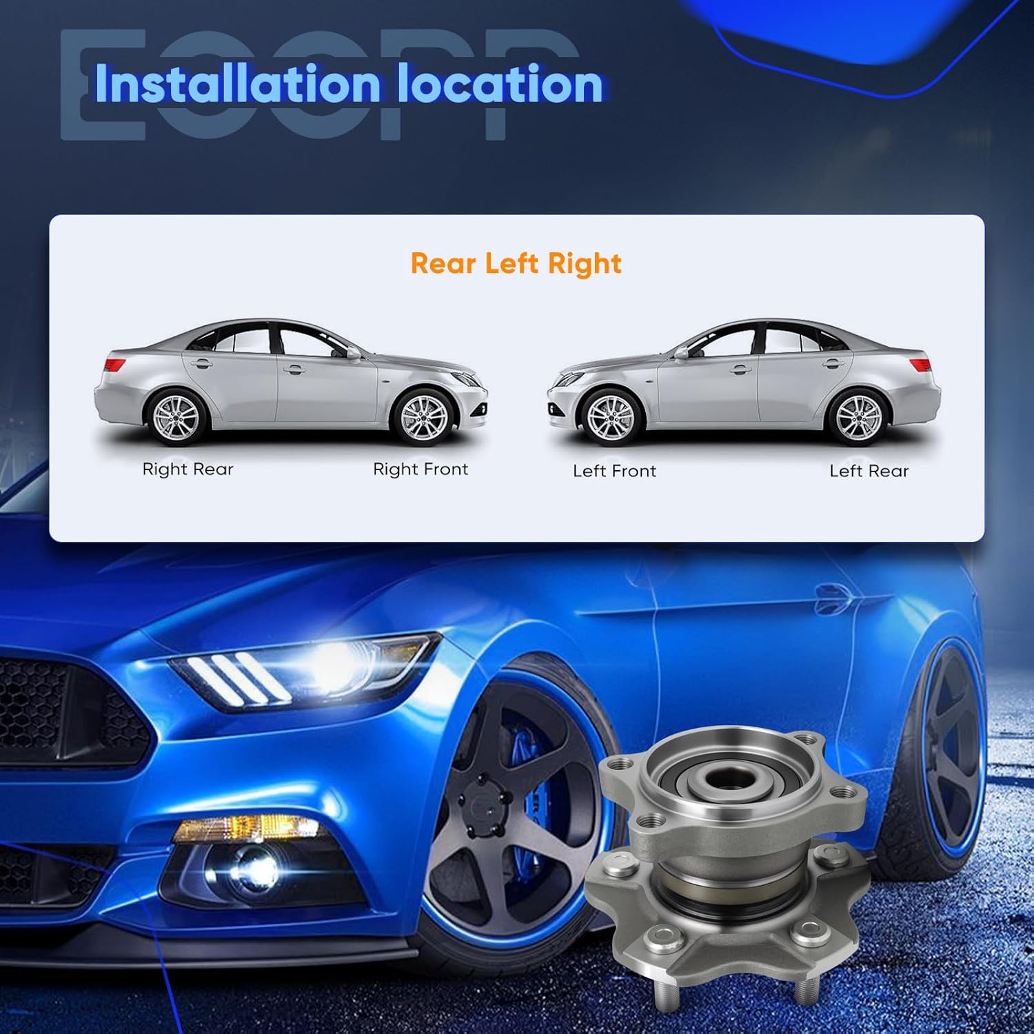 ECCPP Rear Wheel Bearing Hub Assembly 5 Lugs fit for Nissan Altima Maxima Questx 02 03 04 05 06 07 08 09 Compatible with 512292 4-Wheel ABS Models Only