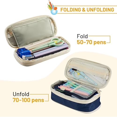 Miniatura 3 de Sonuimy Estuche para lápices de gran capacidad, lindo estuche estético de gran capacidad con cremallera, estuche portátil de oficina, papelería,