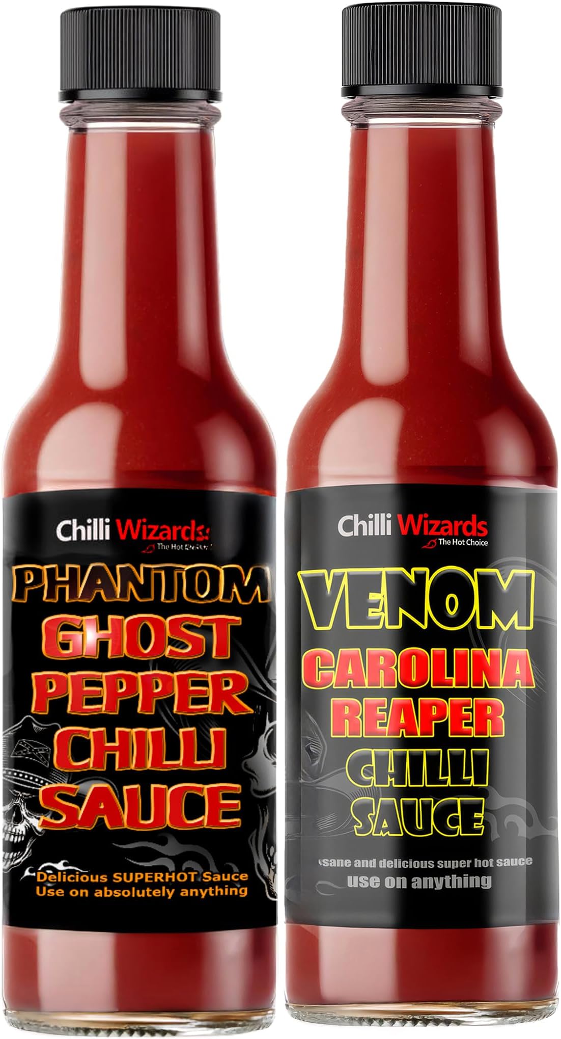 Chilli Wizards Venom Sauce & Phantom Sauce 150ml Carolina Reaper 38% Ghost Pepper 38%
