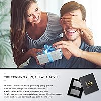 Vista 47 de Cartera delgada de aluminio para hombre, placa trasera expandible duradera, bloqueo RFID, billetera desplegable de metal minimalista, con capacidad