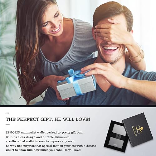 Miniatura 47 de Cartera delgada de aluminio para hombre, placa trasera expandible duradera, bloqueo RFID, billetera desplegable de metal minimalista, con capacidad