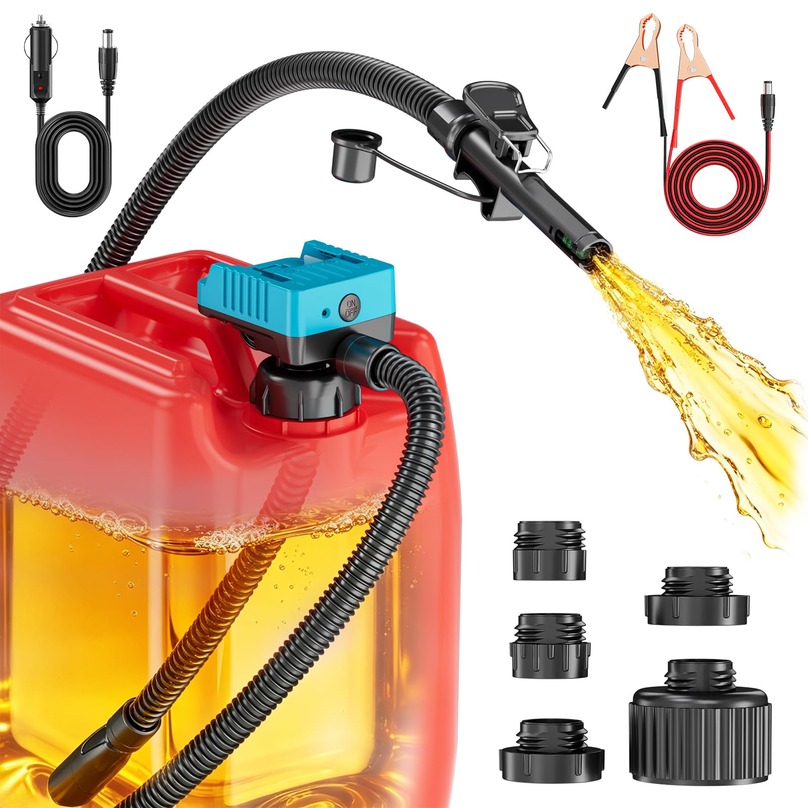 Ecarke Pompe Electrique Carburant 5GPM avec Arrêt Automatique et Alerte Sonore, Compatible avec Batteries M-akita 18V, Tuyau 1,3m, Pompe a Carburant Adaptée Aux Machines D'extérieur(Outils Uniquement)