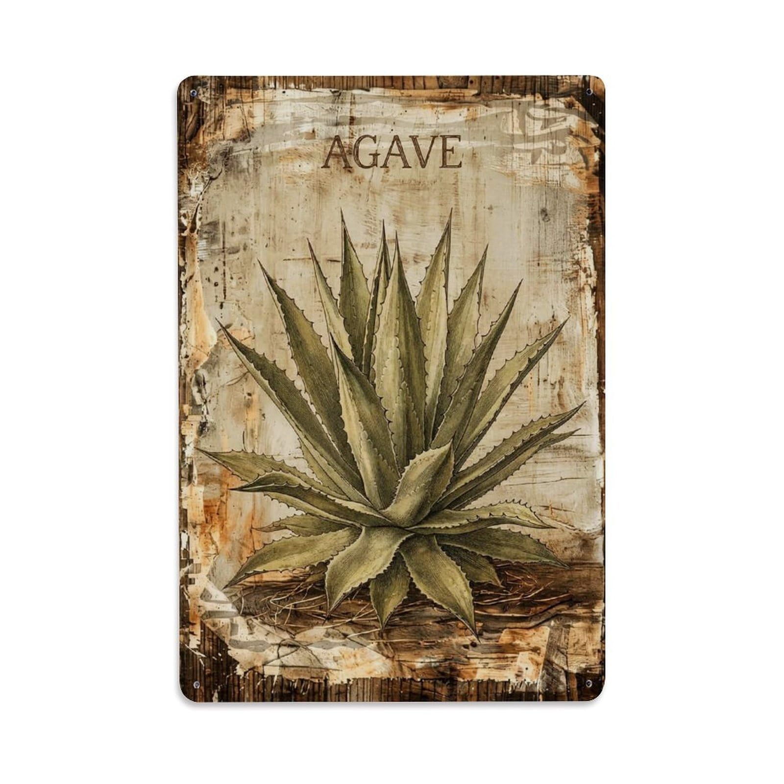 Agave Desert Plant Vintage Metal Tin Sign Plaque Wall Decor for Cafe, Club, Garden Metal Poster 8x12Inch