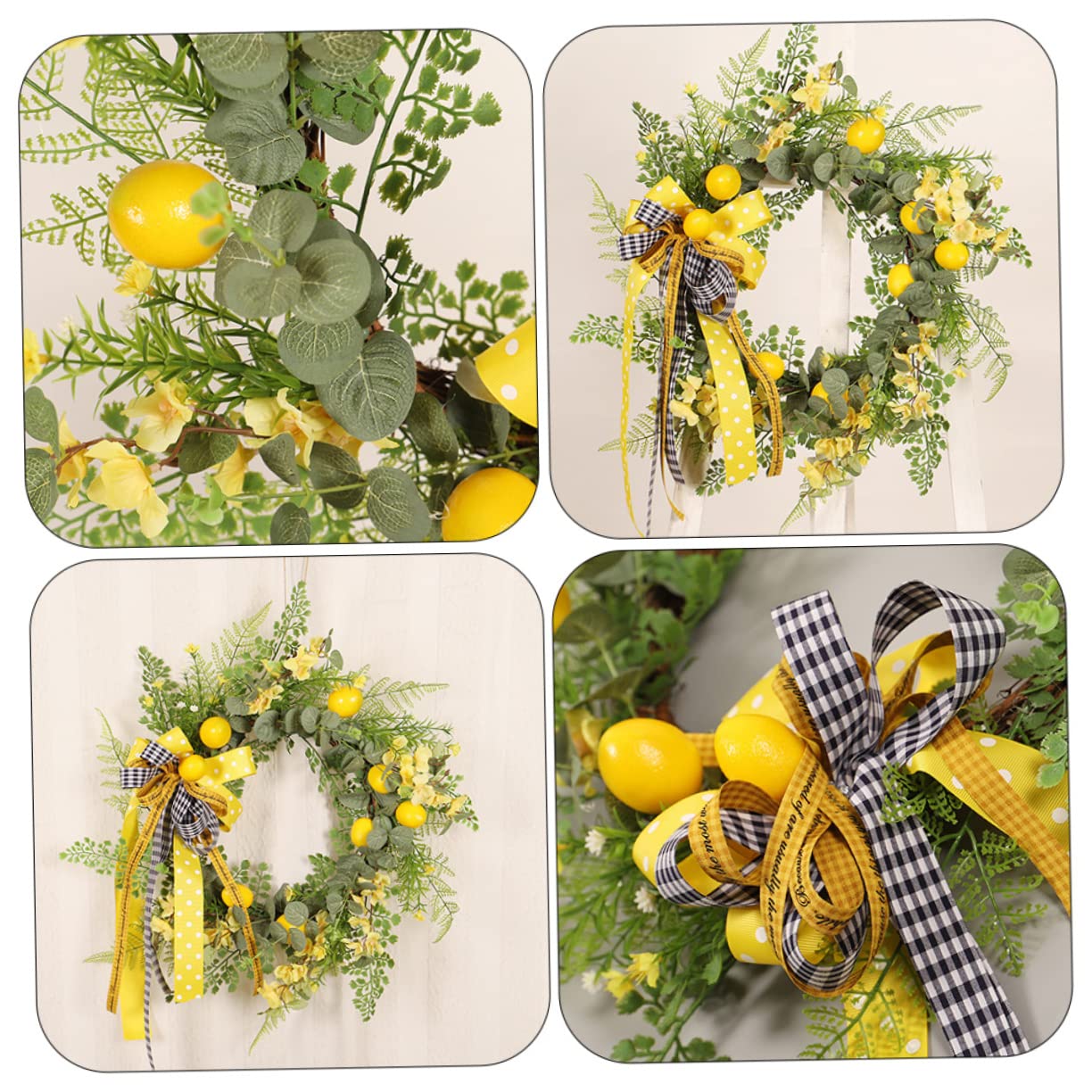 Ghirlanda Estiva ad Anello Fiori di Seta Realistici | Limoni Finti per Decorazioni, Ghirlande Fuoriporta per Accogliere Ospiti, Atmosfera Estiva