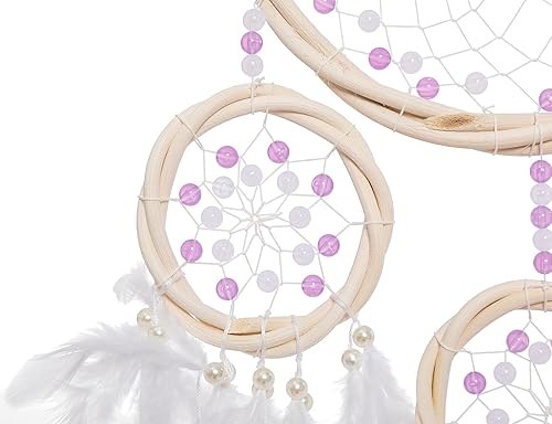 Miniatura 5 de HOLSM-III Brand HOLSM-III Brand - Atrapasueños de ratán grande hecho a mano con perlas de cristal y plumas de pavo, decoración de árbol de Navidad