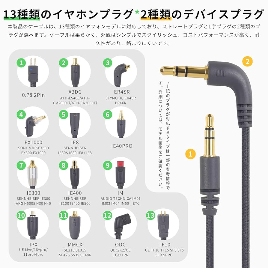 Amazon | 3APLUS HBC13 イヤホンケーブル ER4SR リケーブル 4芯