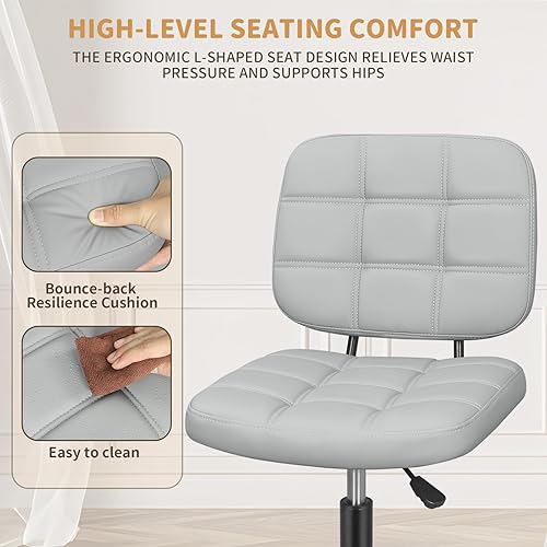 Miniatura 4 de Silla de escritorio de oficina en casa sin brazos con ruedas, moderna silla ergonómica con ruedas giratorias de 360, sillas de tareas de computadora